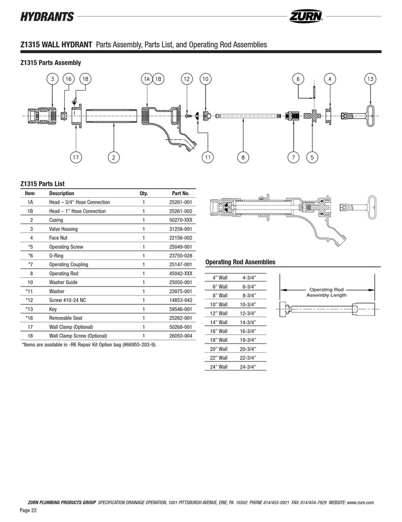 ZURN Z1315 User manual