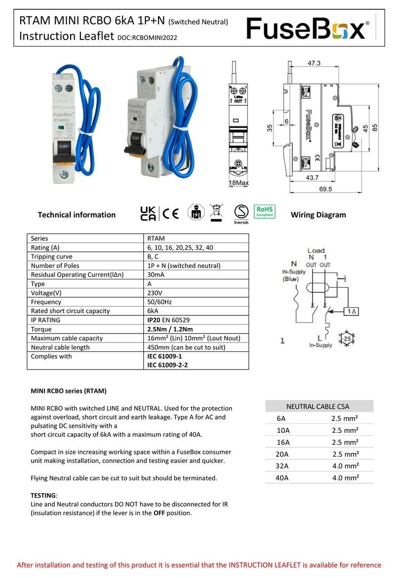 FuseBox RTAM MINI RCBO 6kA 1P N Manual