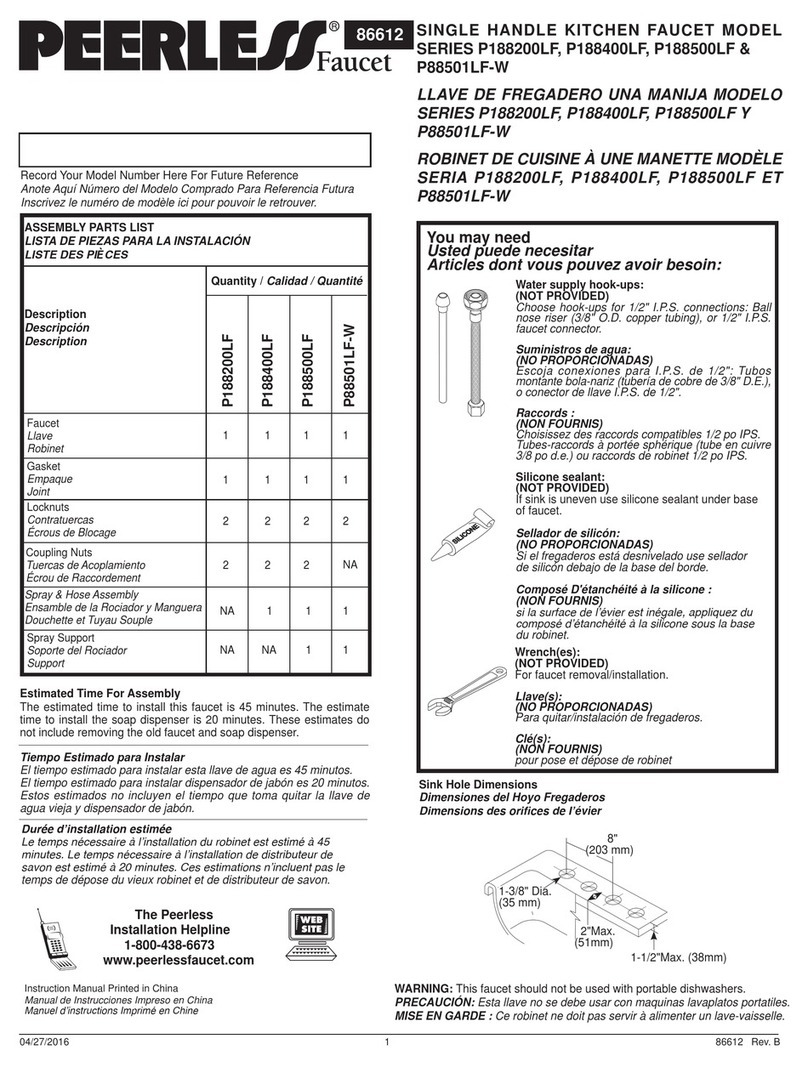 Peerless Faucet P188200LF Series installation guide