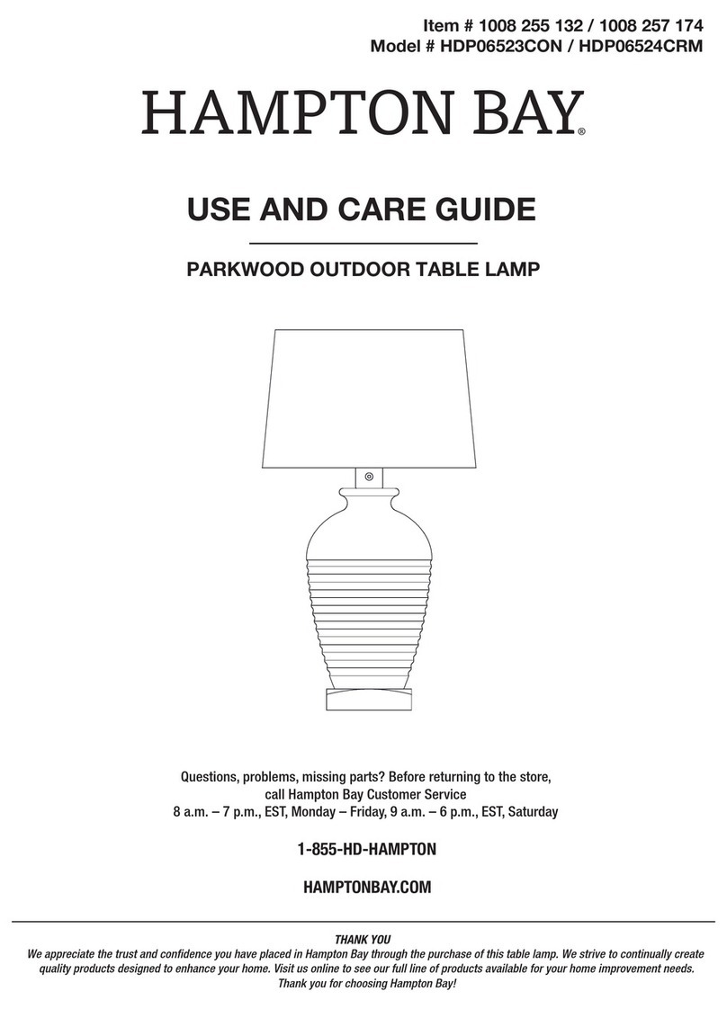 HAMPTON BAY PARKWOOD HDP06523CON Use and care guide