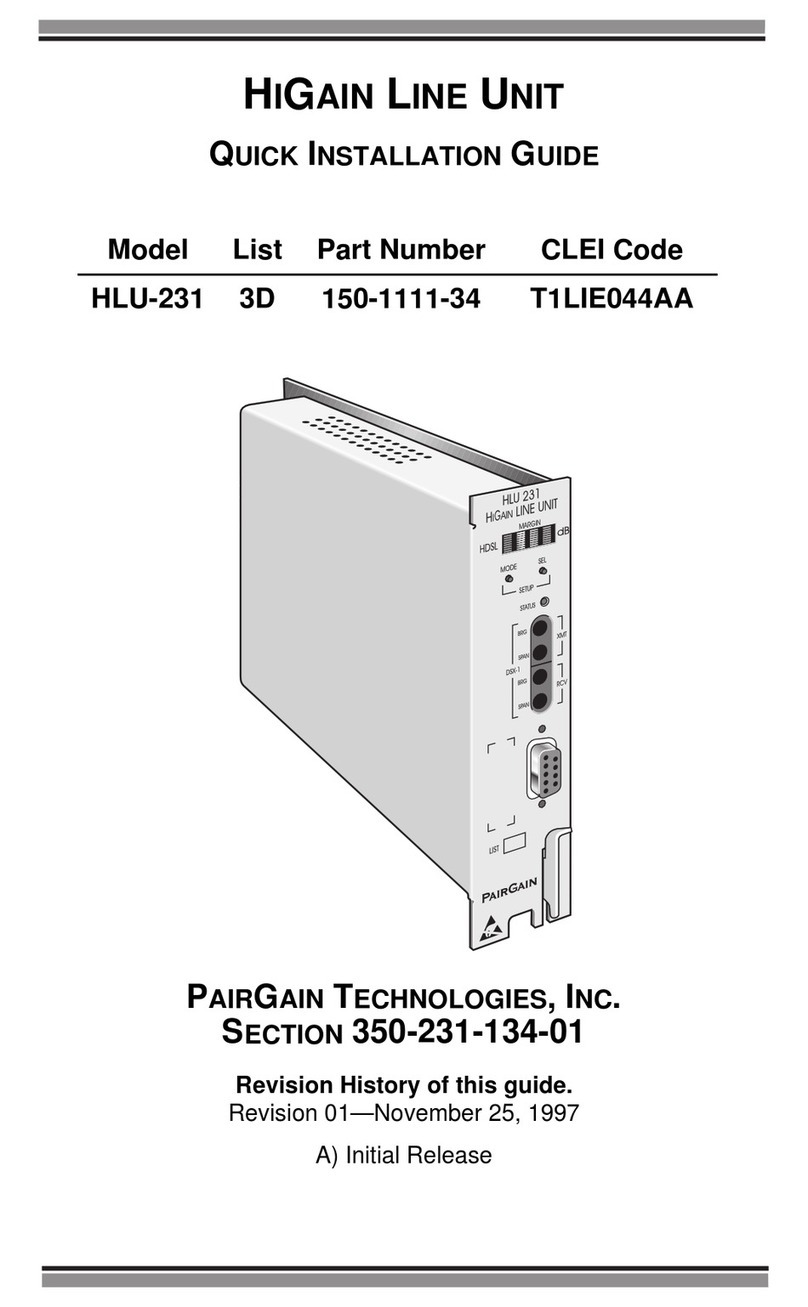 PairGain T1LIE044AA Quick installation guide