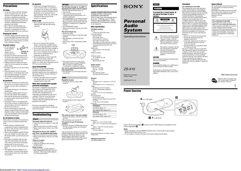 Sony ZS-X10 User manual