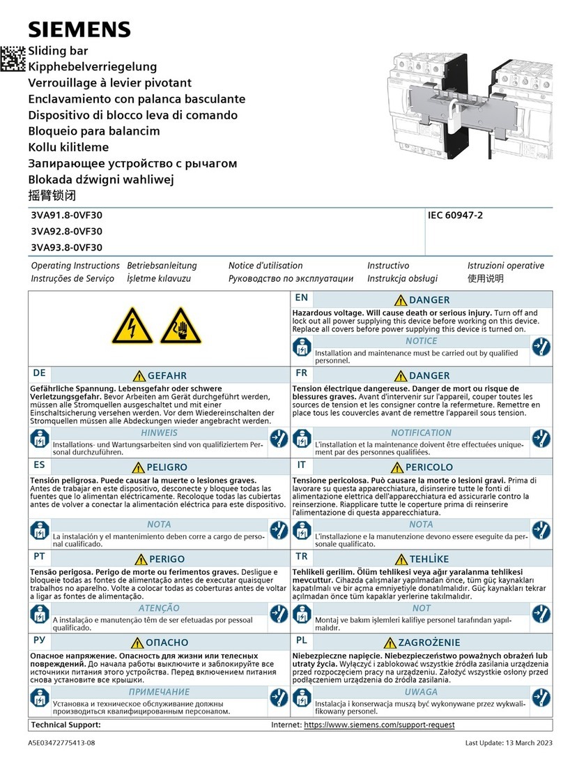 Siemens Sentron 3VA92 8-0VF30 Series operating instructions