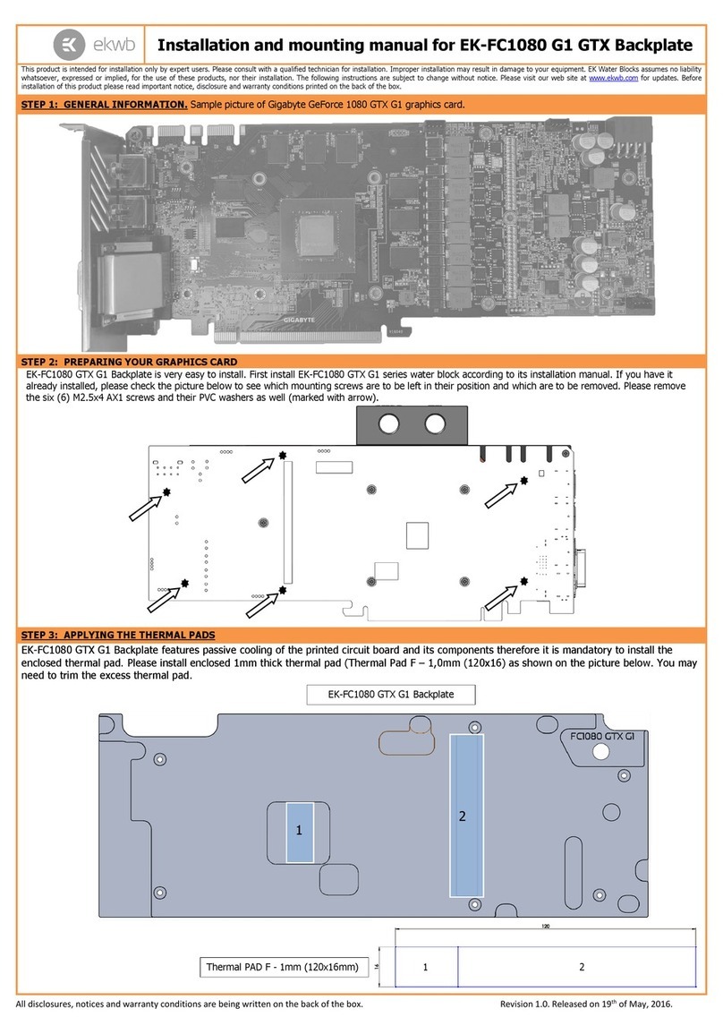 ekwb EK-FC1080 G1 GTX Backplate Installation and mounting manuals