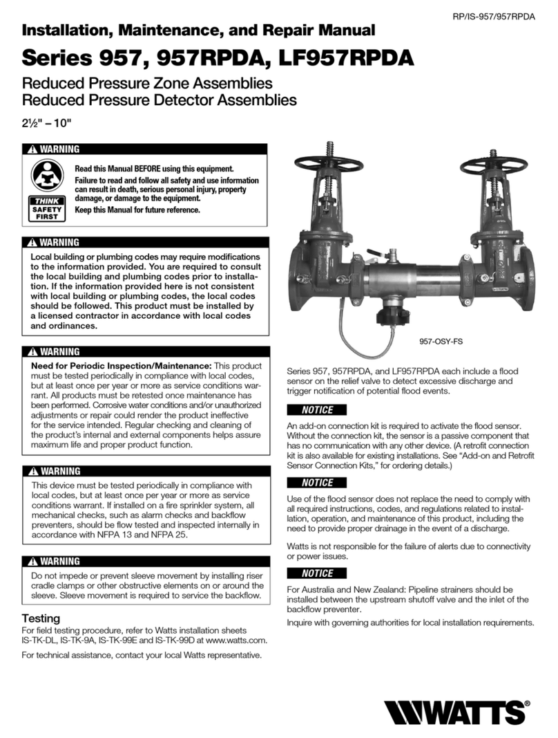Watts 957 Series Operating instructions