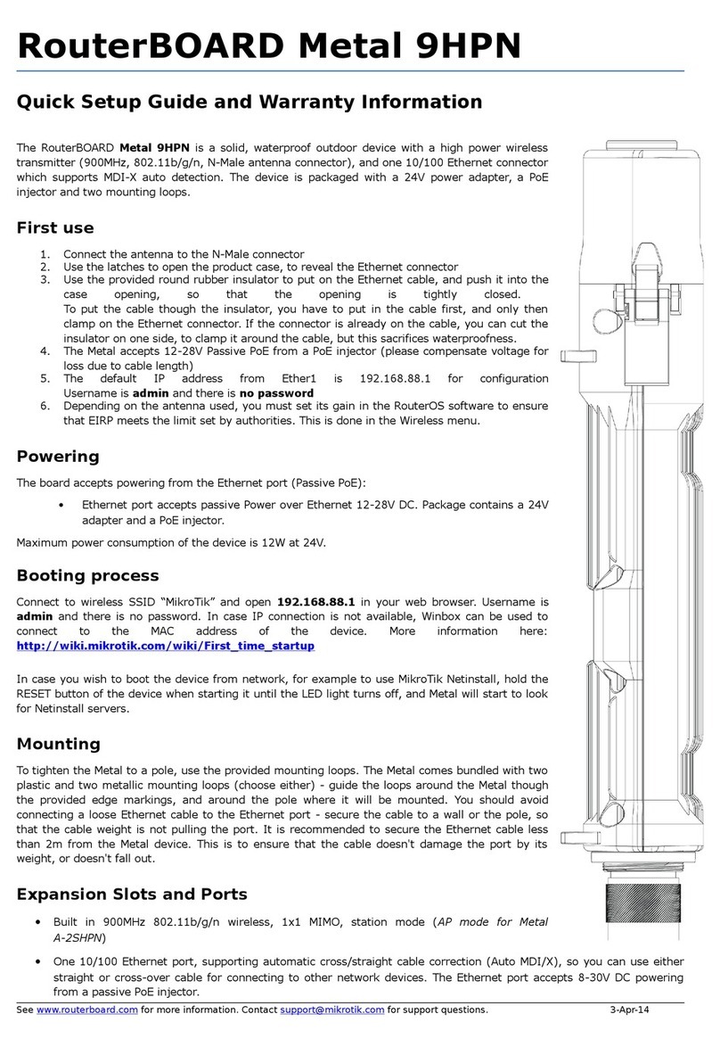 RouterBOARD Metal 9HPN Quick setup guide and warranty information