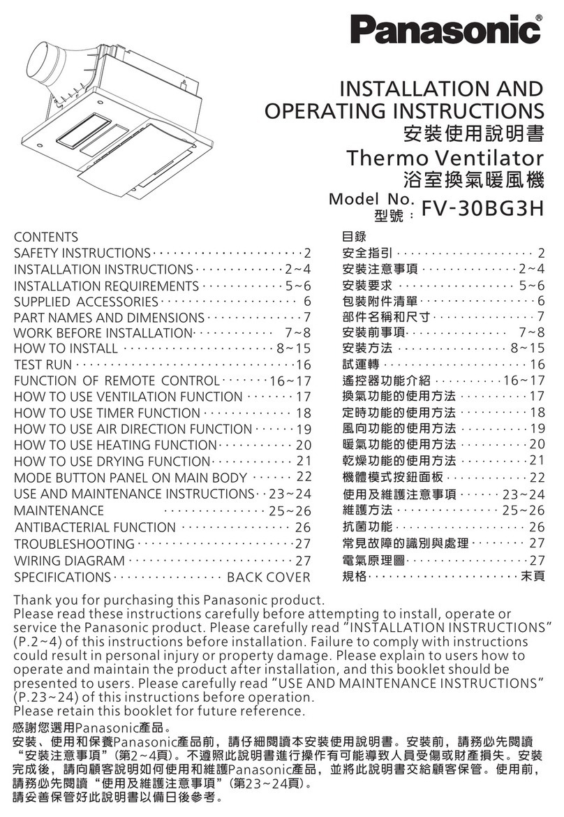 Panasonic FV-30BG3H User manual