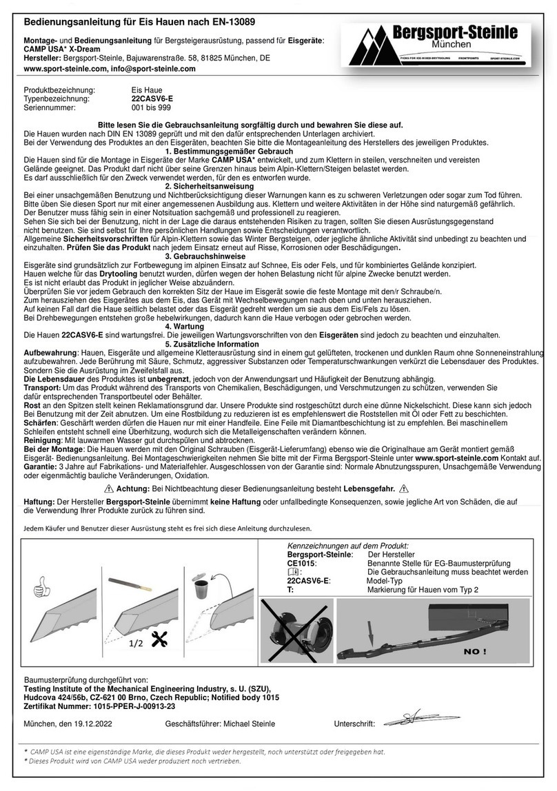 BERGSPORT-STEINLE 22CASV6-E Operation manual