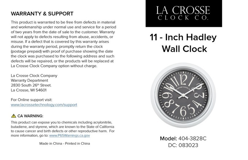 LA CROSSE CLOCK 404-3828C User manual