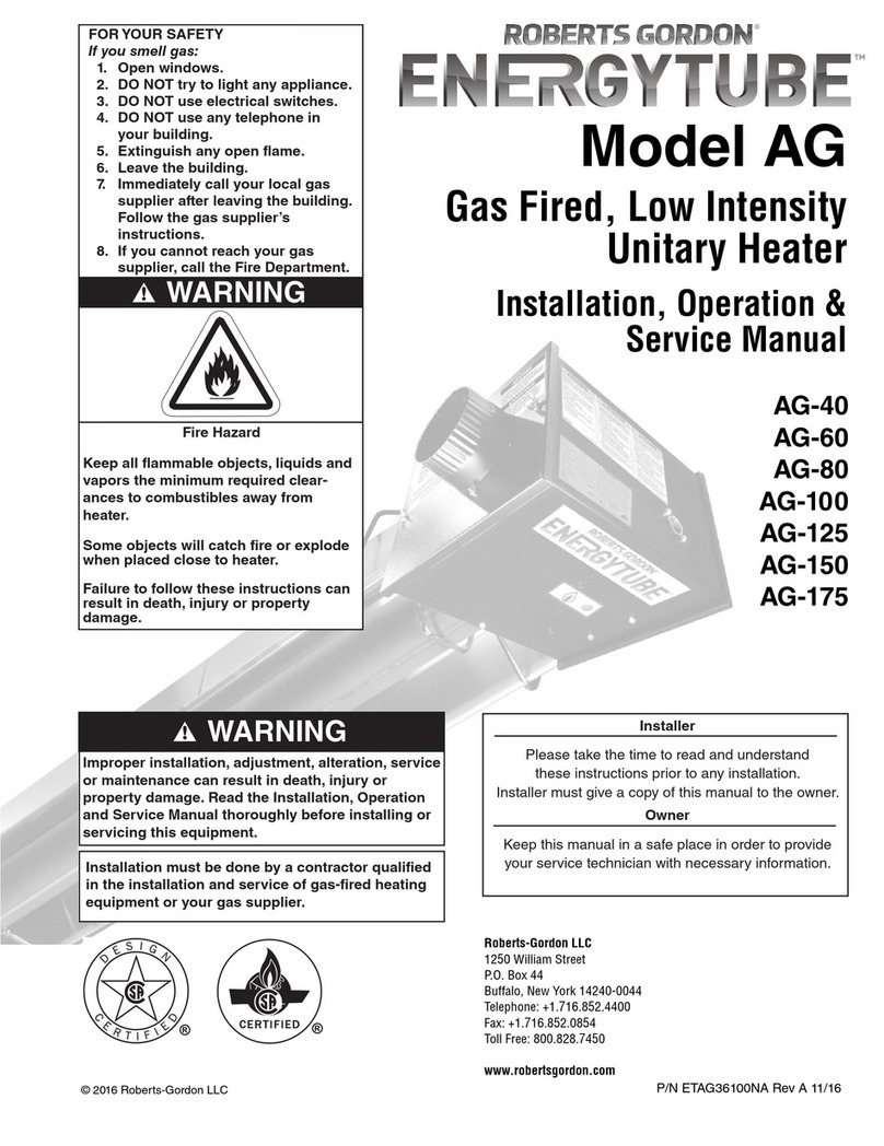 Roberts Gorden ENERGYTUBE AG Series Manual