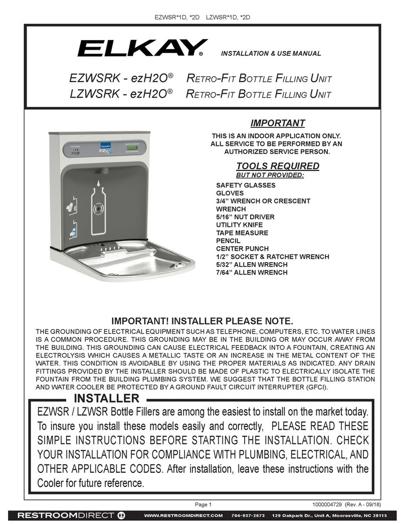 Elkay ezH2O EZWSR 1D Series Installation & use manual