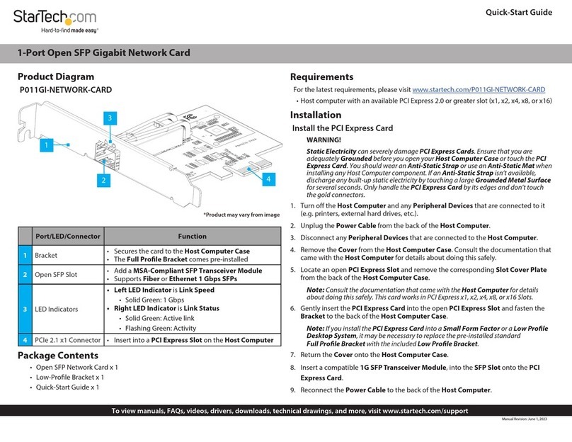 StarTech.com P011GI-NETWORK-CARD quick start guide