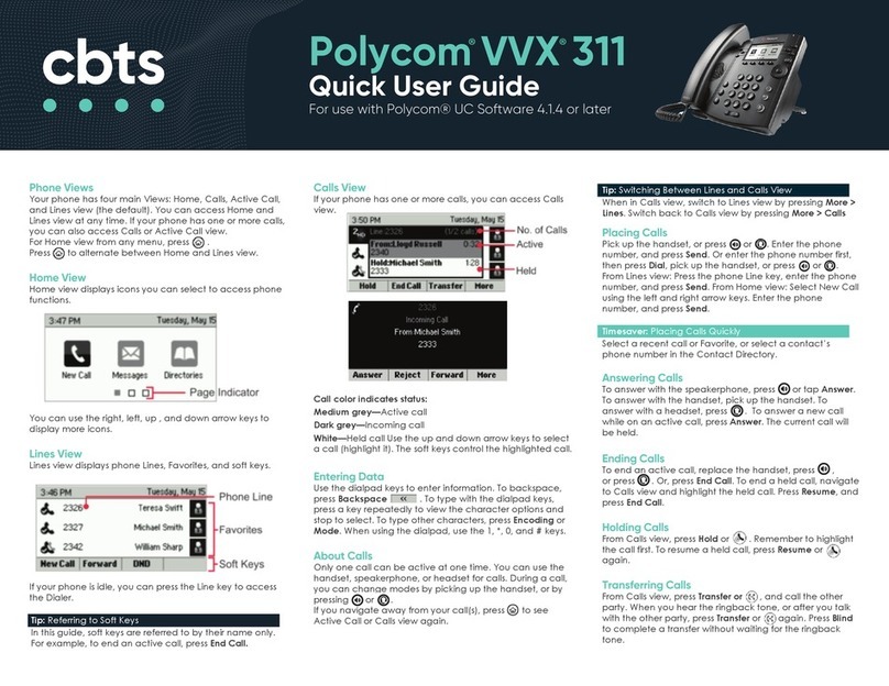 Polycom VVX 311 Instruction manual
