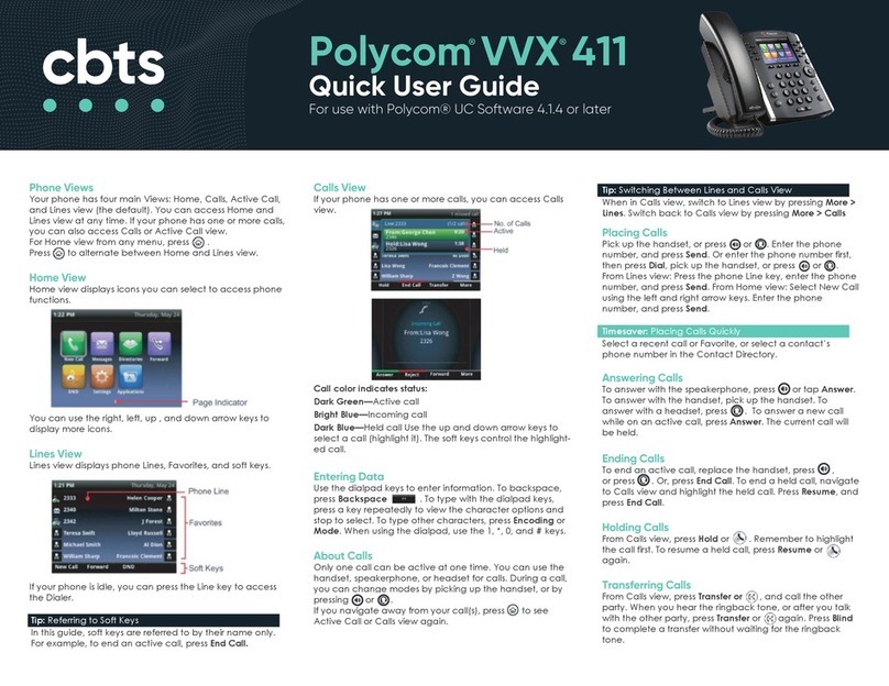 Polycom VVX 411 Quick user guide