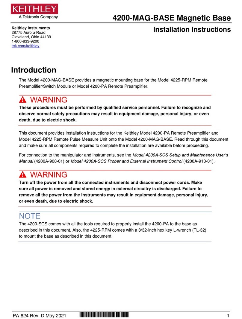 Tektronix KEITHLEY 4200-MAG-BASE installation instructions
