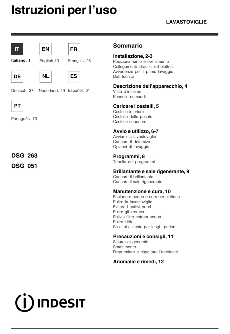 Indesit DSG 263 operating instructions