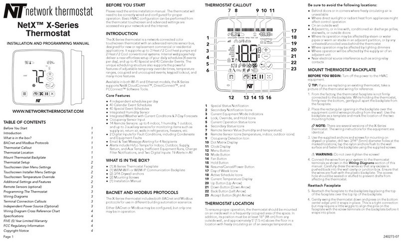 Network Thermostat NetX X7C-WIFI Assembly instructions