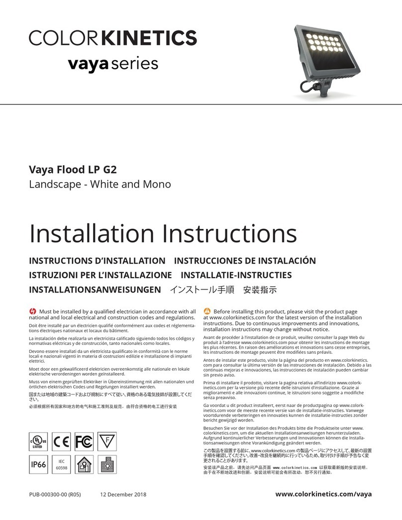 COLORKINETICS Vaya Flood LP G2 installation instructions