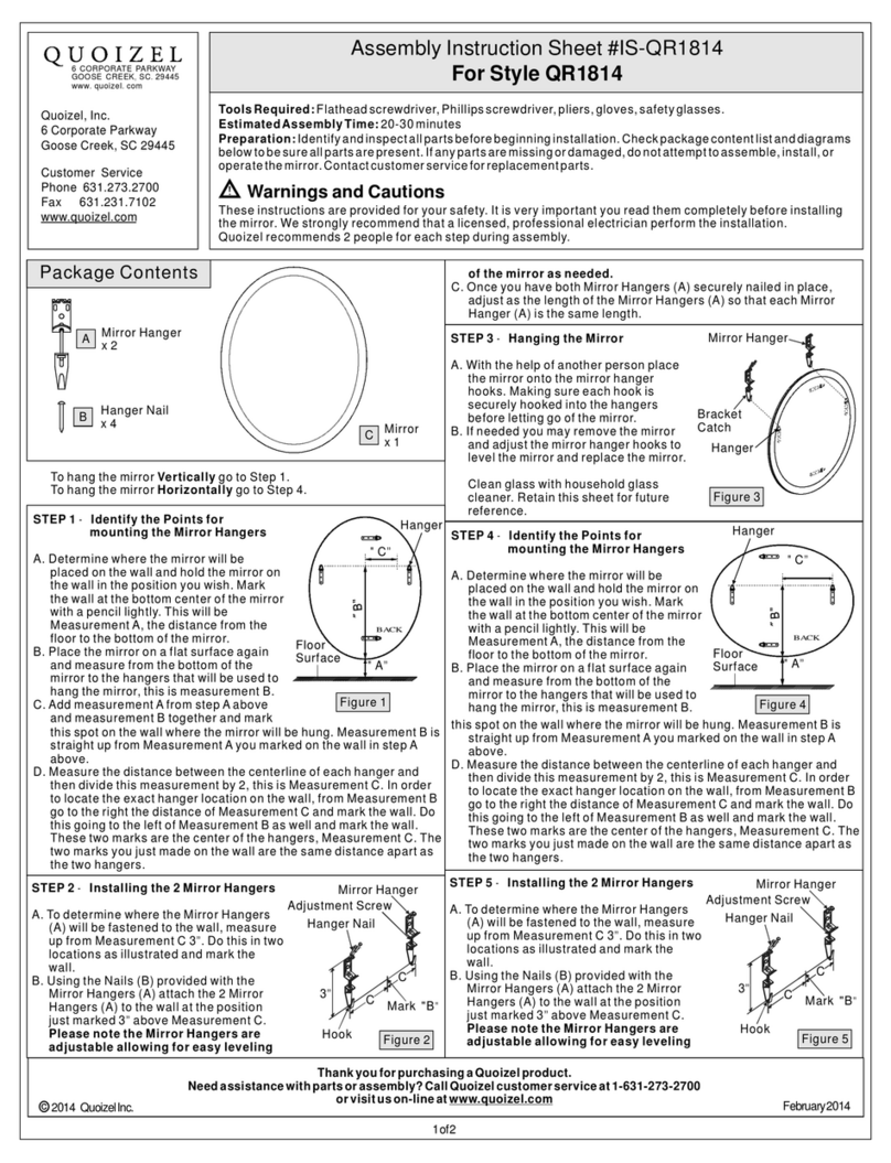 Quoizel QR1814 Assembly instruction sheet