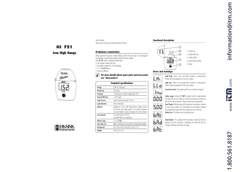 Hanna Instruments Checker HI 721 quick start guide