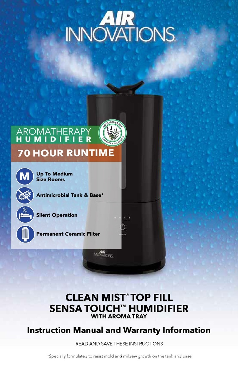 AIRINNOVATIONS CLEAN MIST TOP FILL SENSA TOUCH MH-526 Instruction manual and  warranty information