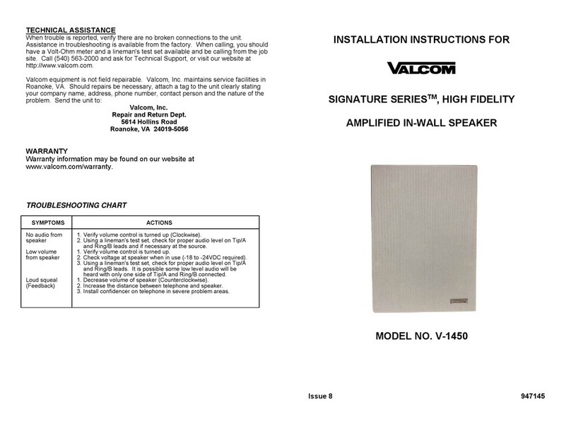 Valcom SIGNATURE Series User manual