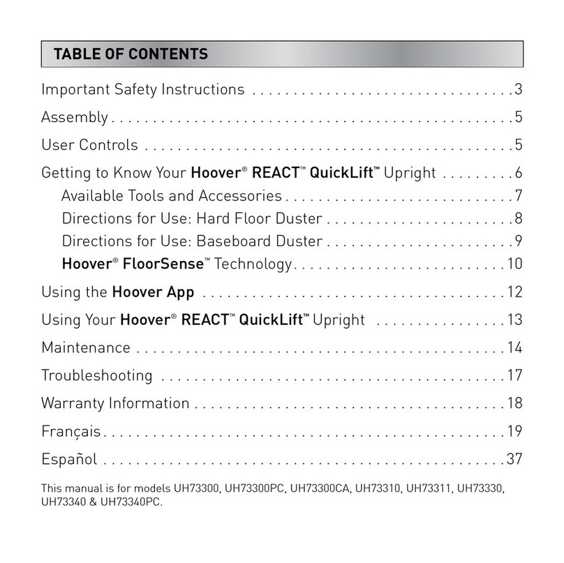 Hoover REACT QuickLift UH73301 User manual
