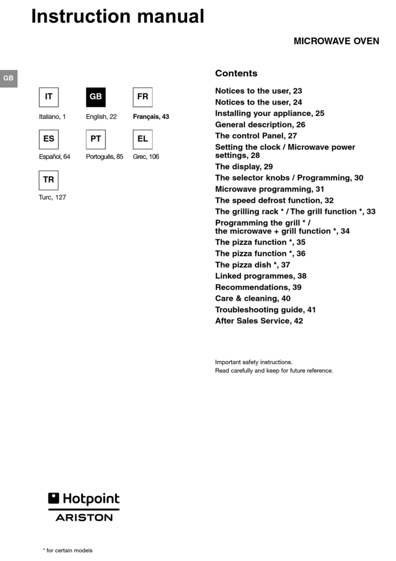 Hotpoint Ariston MWKA222X1 instruction manual Hotpoint Ariston MWKA222X1 instruction manual