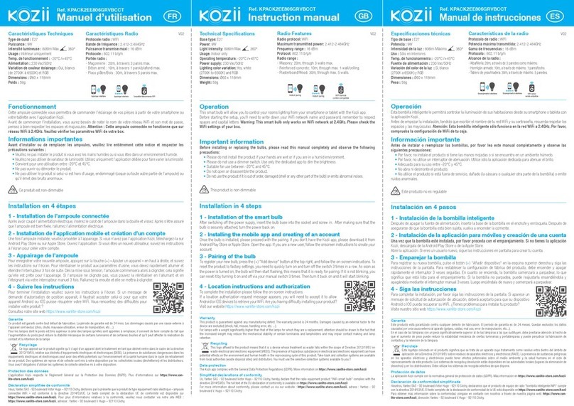 KOZii KPACK2EE806GRVBCCT instruction manual