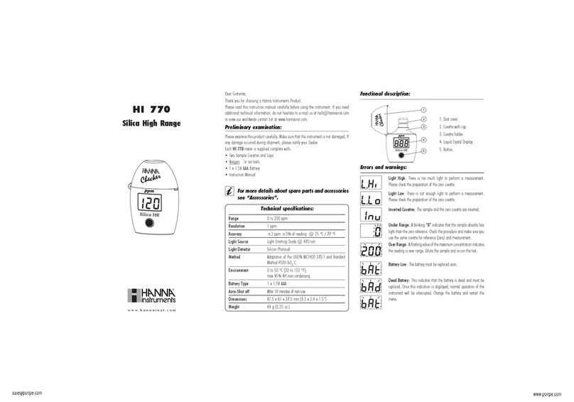 Hanna Instruments Checker HI 770 quick start guide