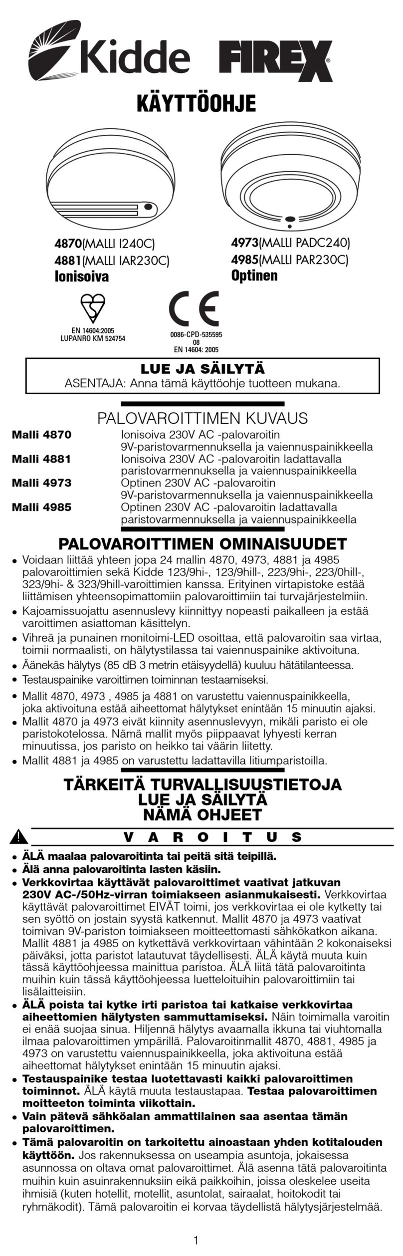 Kidde FIREX 4985 User manual
