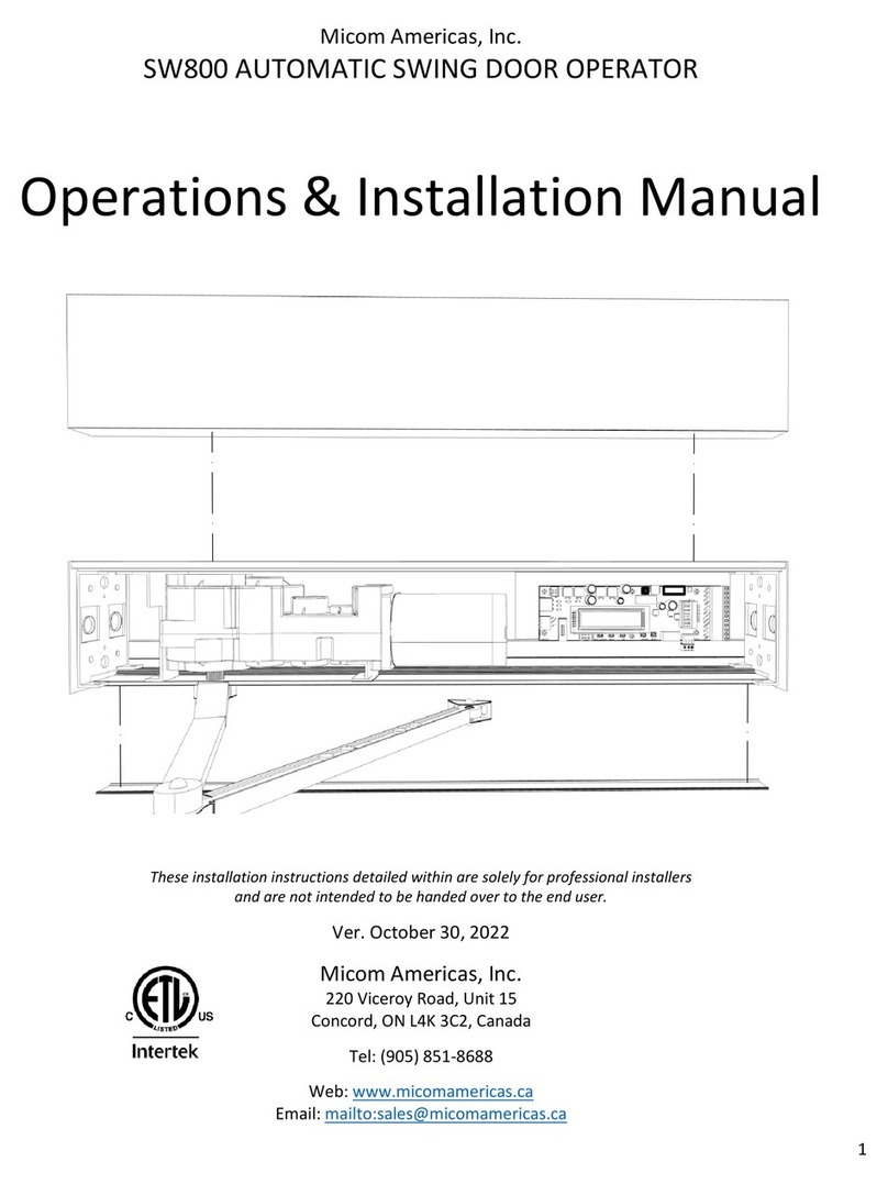 Micom SW800 Operation & installation manual Micom SW800 Operation & installation manual