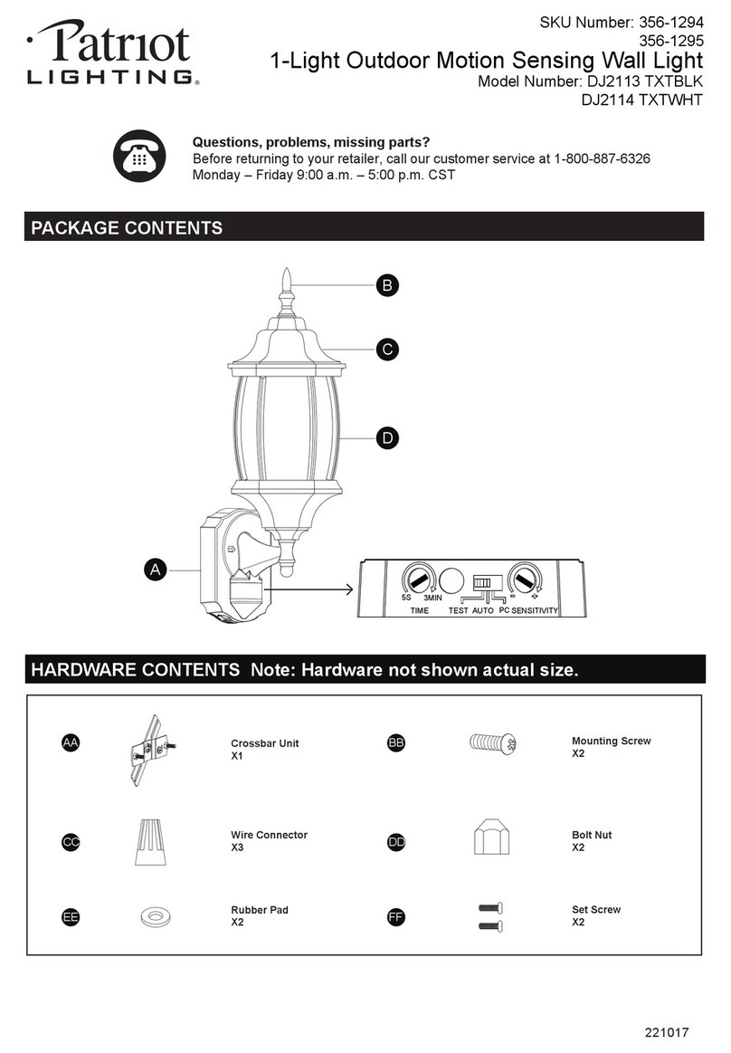 Patriot Lighting DJ2113 TXTBLK quick start guide Patriot Lighting DJ2113 TXTBLK quick start guide