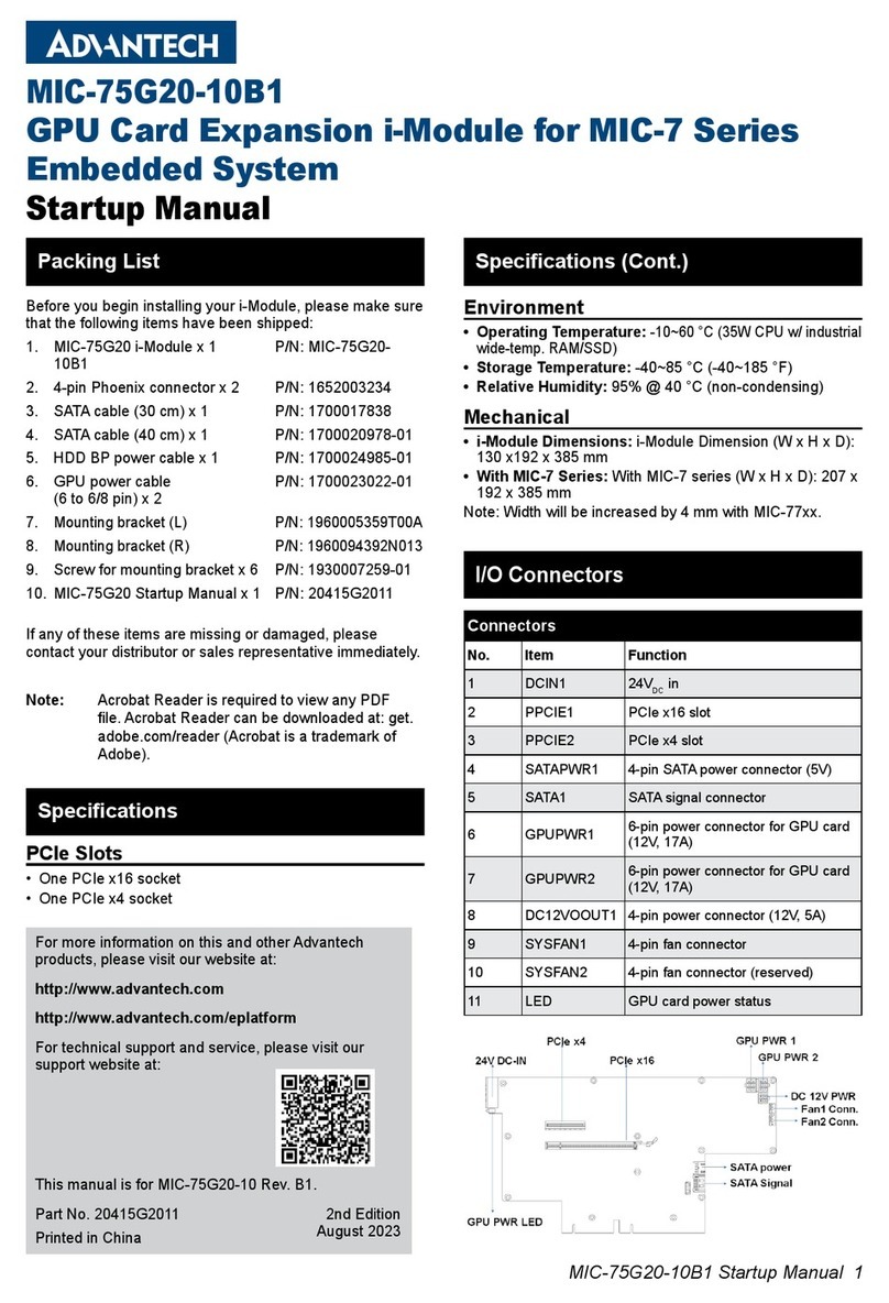 Advantech MIC-75G20-10B1 Installation and operation manual Advantech MIC-75G20-10B1 Installation and operation manual