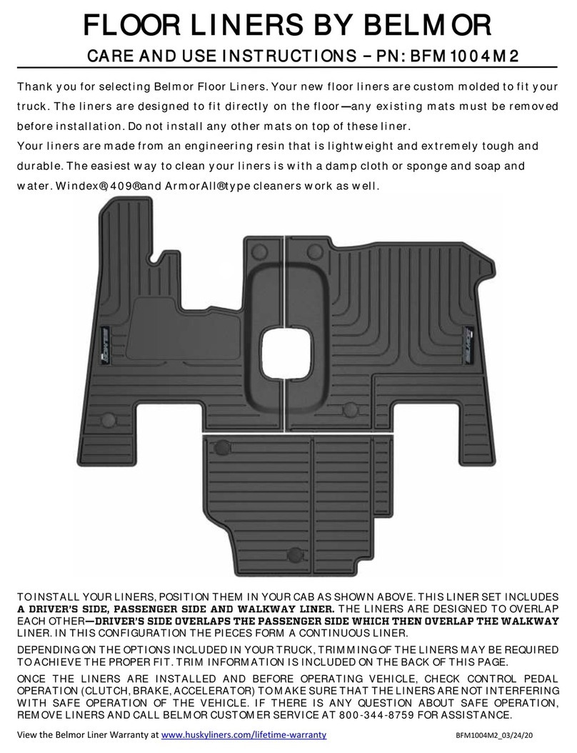 HUSKY LINERS BELMOR BFM1004M2 Care and use instructions
