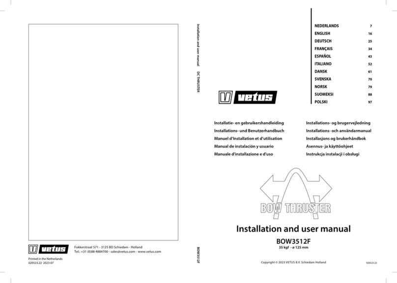 Vetus BOW3512F Installation and user manual