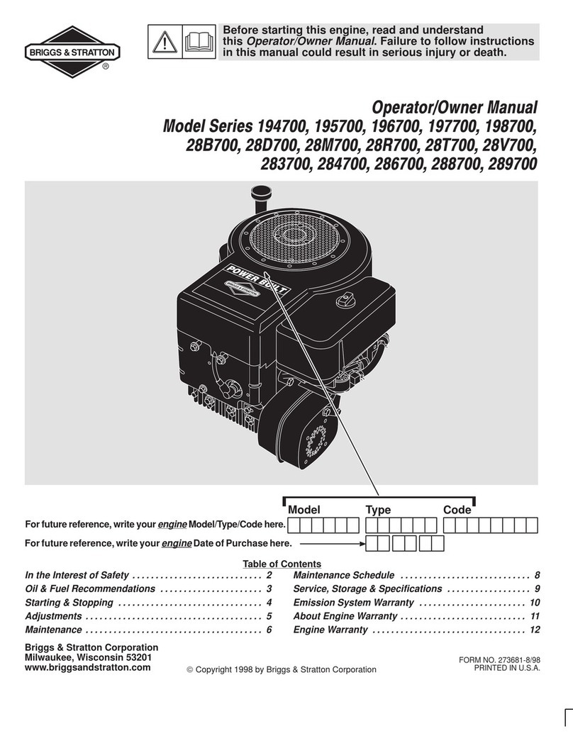 Briggs & Stratton 195700 Series Installation instructions