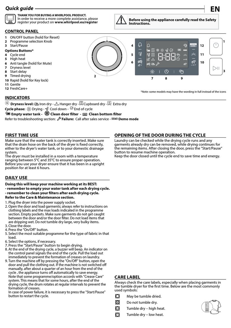 Whirlpool FFT M22 9X3B EE quick start guide