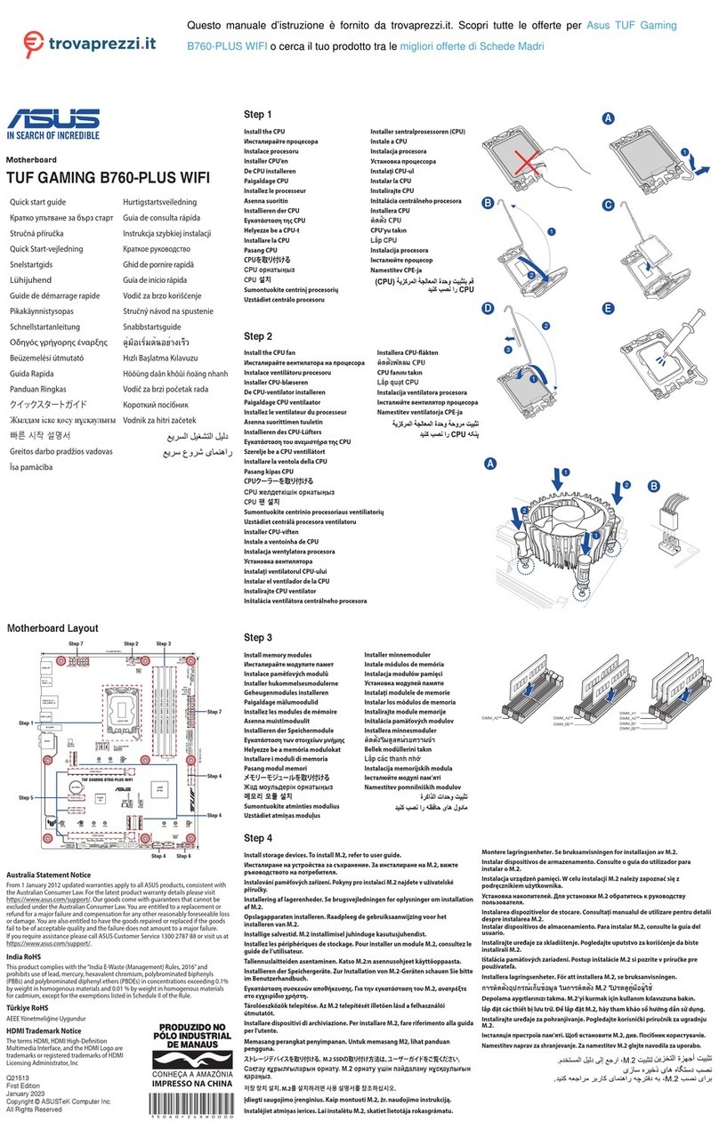 Asus TUF GAMING B760-PLUS WIFI D4 quick start guide