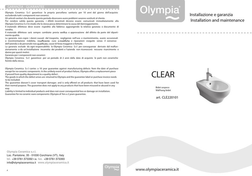 Olympia CLEAR CLE220101 Installation and Maintenance