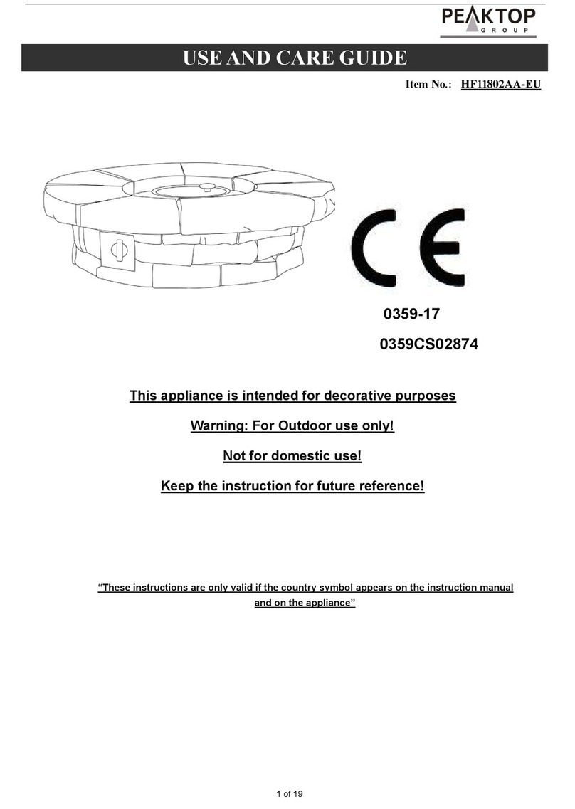 PEAKTOP HF11802AA-EU Use and care guide
