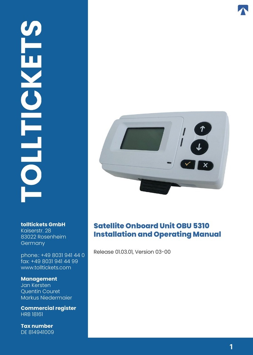 TOLLTICKETS OBU 5310 Installation and operating manual