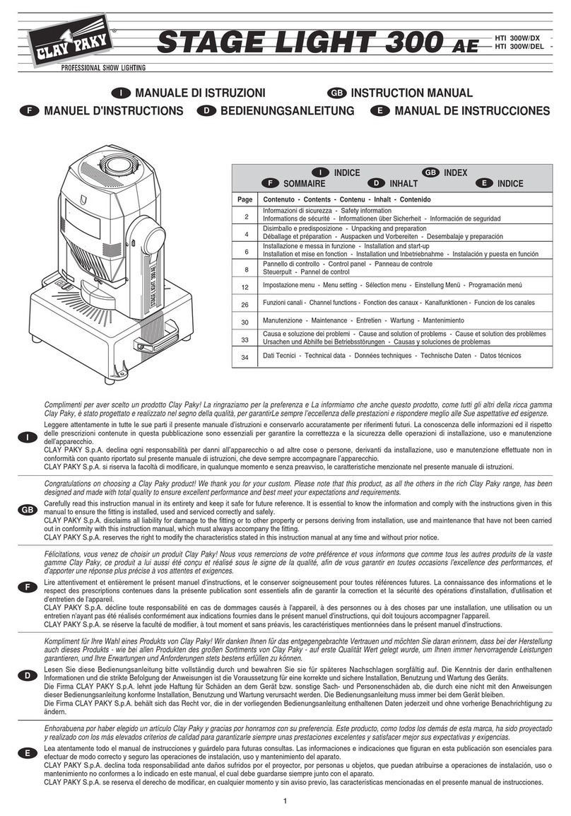 Claypaky STAGE LIGHT 300 AE User manual