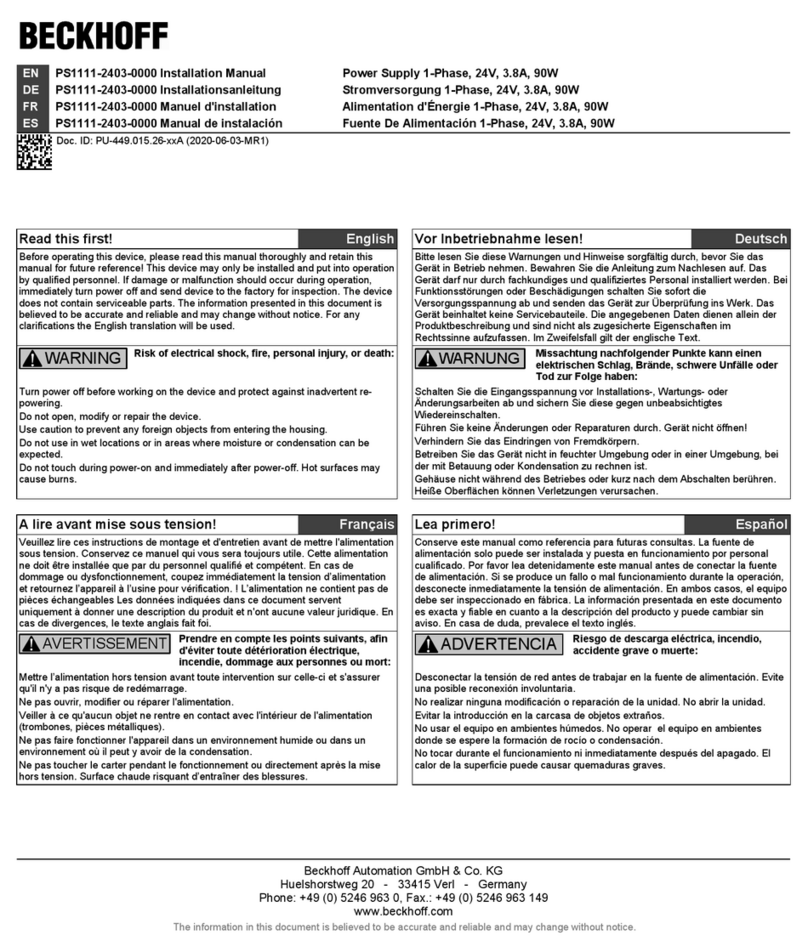 Beckhoff PS1111-2403-0000 installation manual