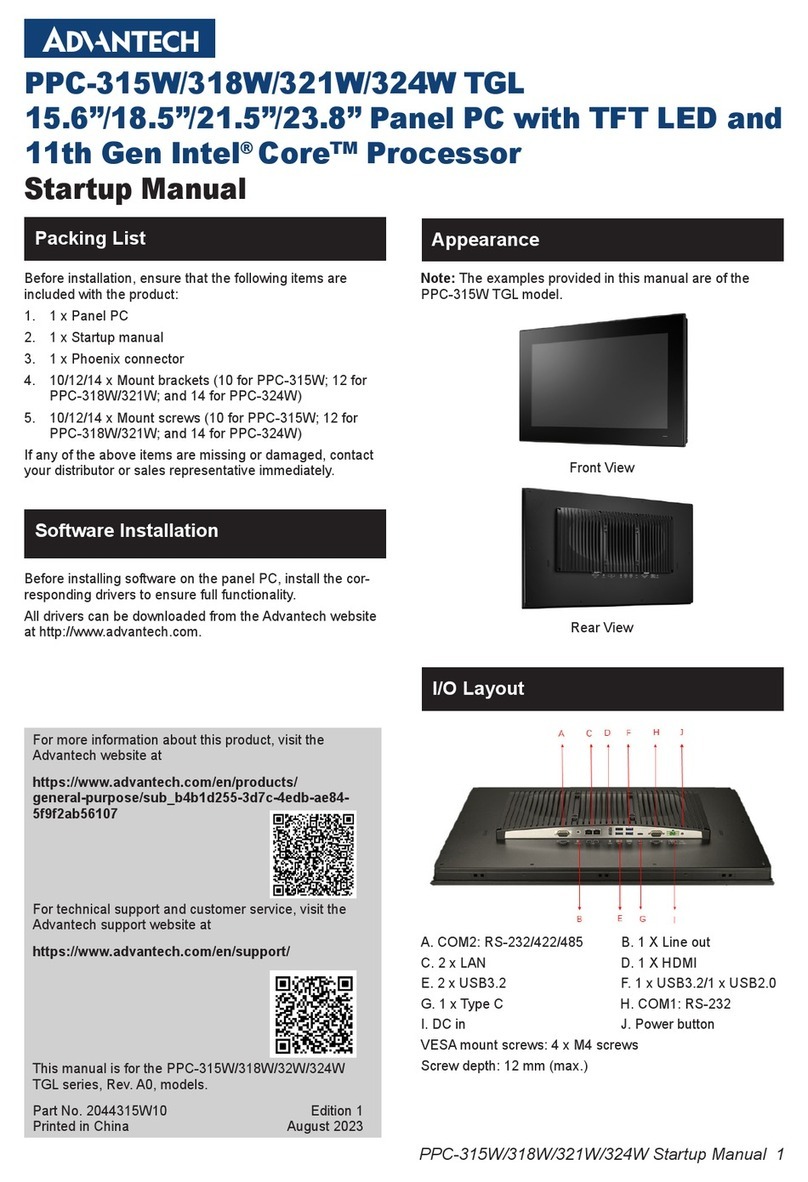 Advantech PPC-318W Installation and operation manual