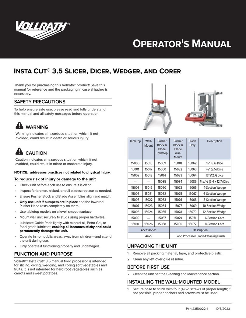 Vollrath Insta Cut 3.5 User manual