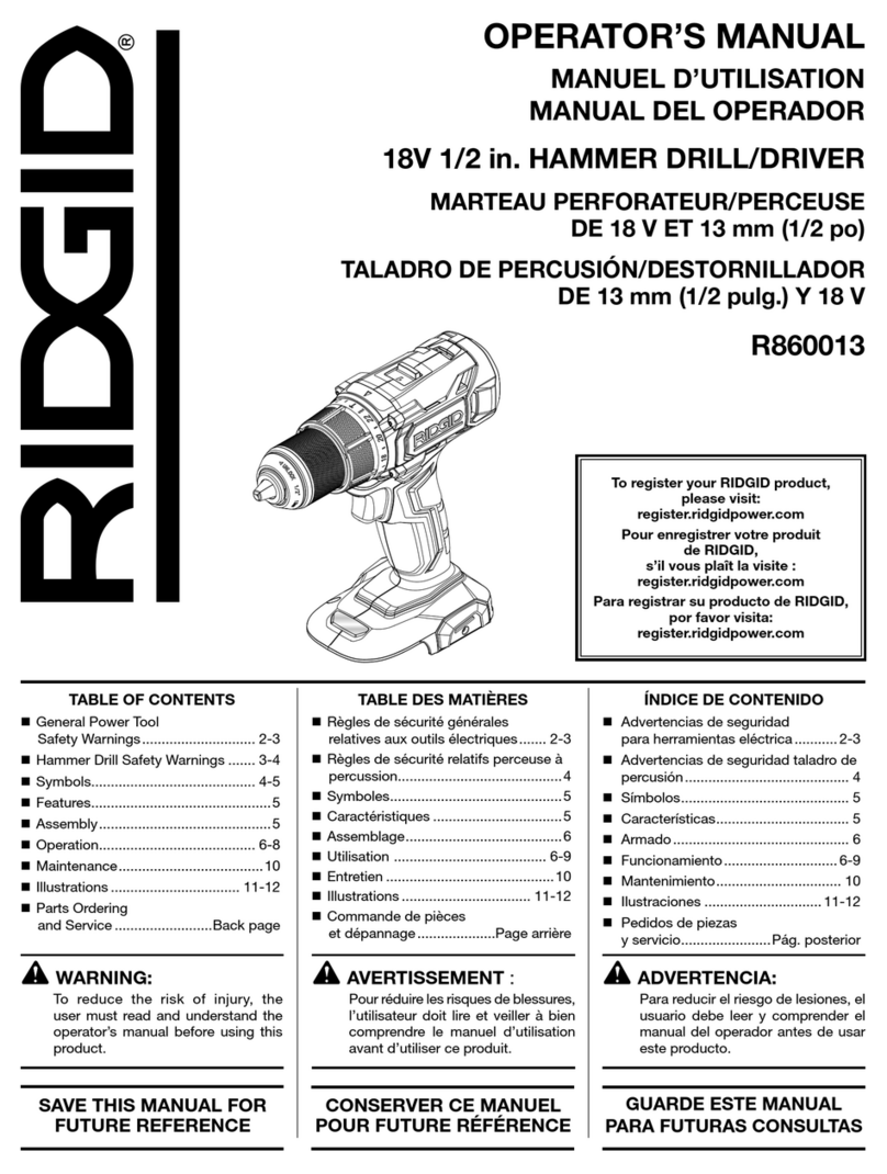 RIDGID R860013 User manual