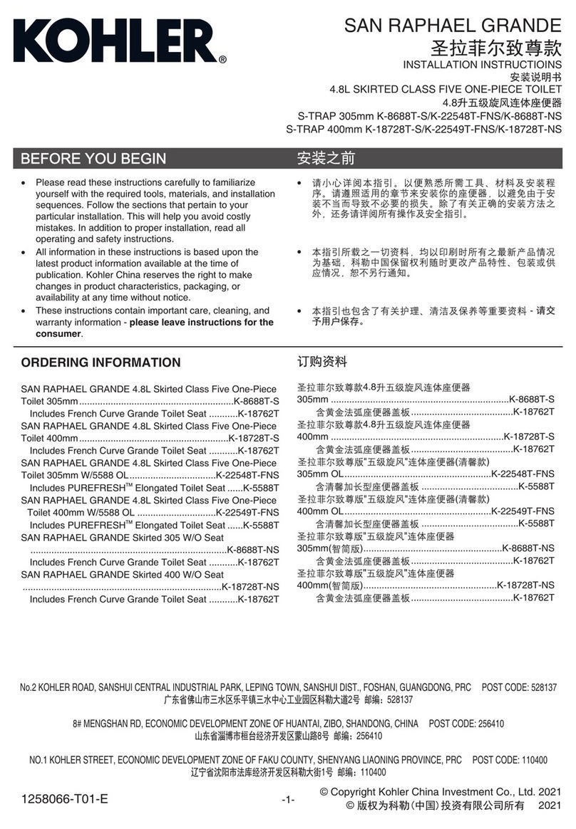 Kohler SAN RAPHAEL GRANDE User manual