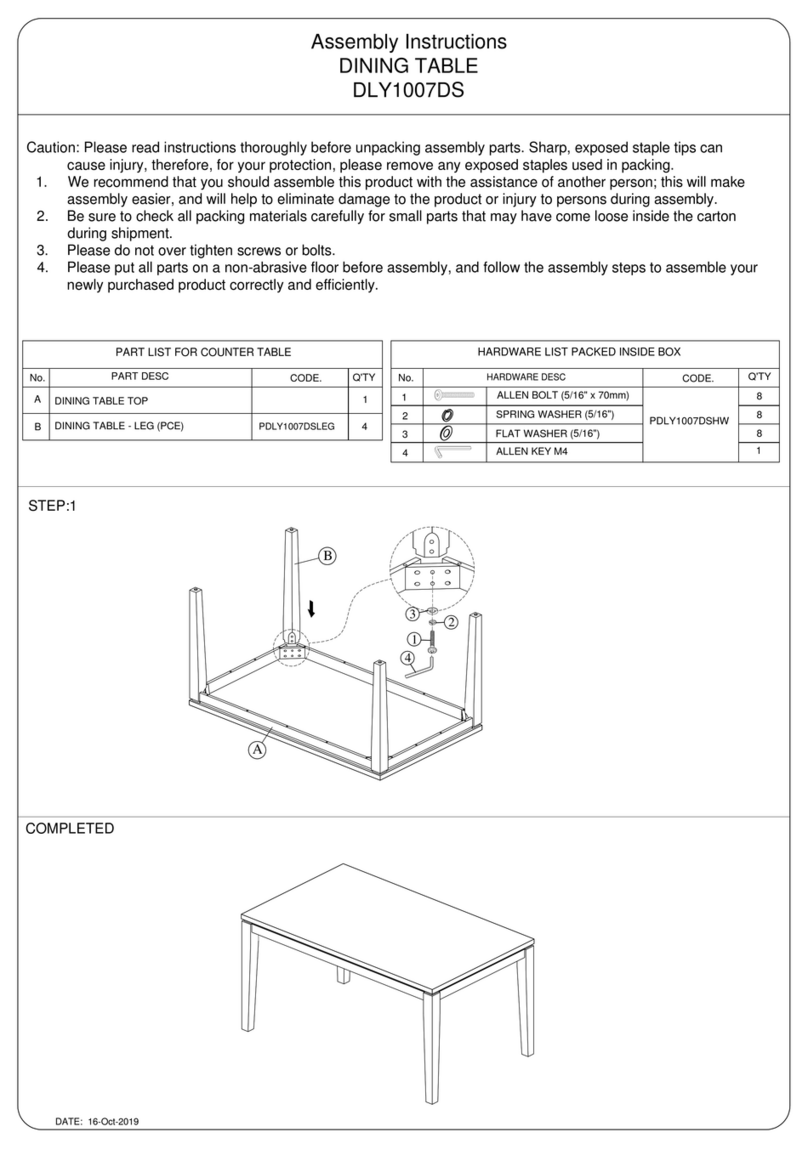 Hanover DLY1007DS Assembly instructions Hanover DLY1007DS Assembly instructions