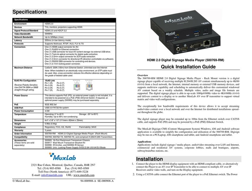 MuxLab 500769-RM Quick installation guide